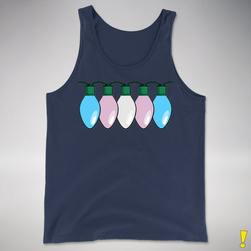 Transgender Pride Flag Christmas Lights Premium Tank Top - Navy